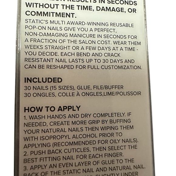 Static Nails Reusable Pop-On Manicures in Jet Setter NIB - Picture 3 of 7